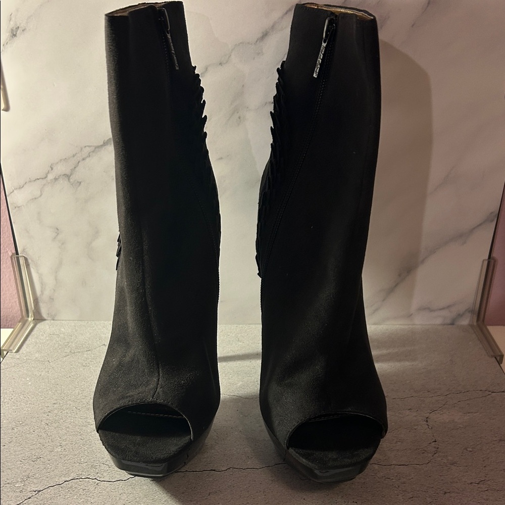 Michael Antonio Black Peep Toe Heeled Boots